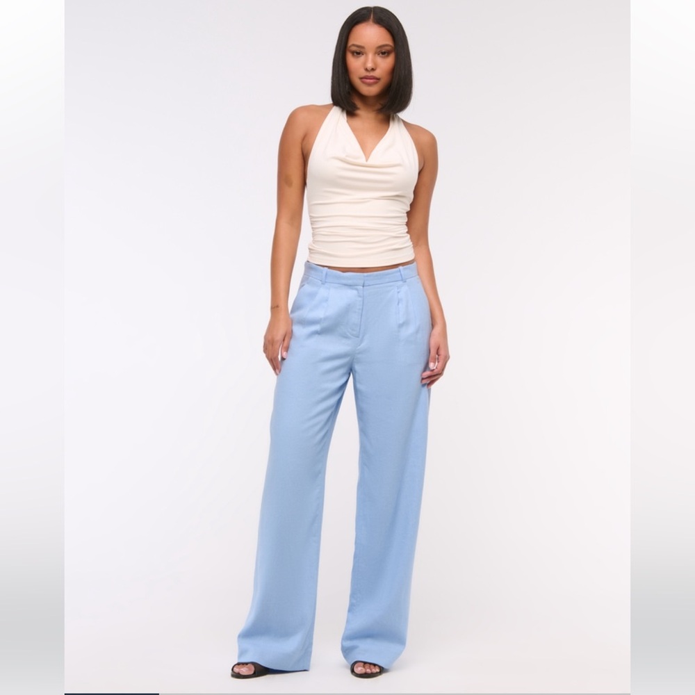 ABERCROMBIE A&F Sloane Low Rise Tailored Linen-Blend Pant NWT